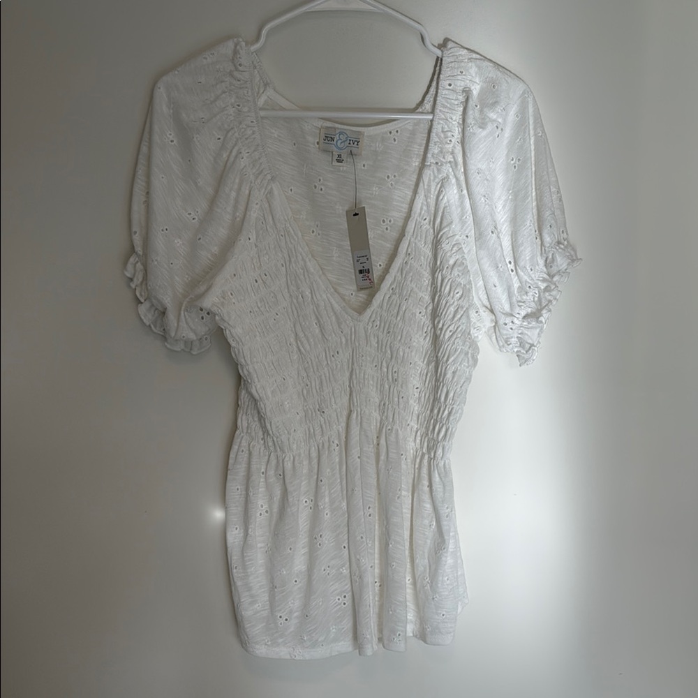 White Eyelet Women's Top